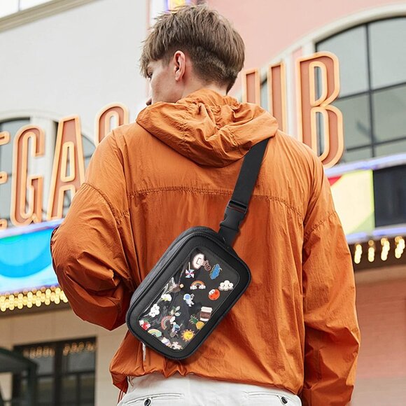 Elegant Enamel Pin Display Fanny Pack with Zipper Pocket - Perfect Gift Orange - Picture 4 of 7